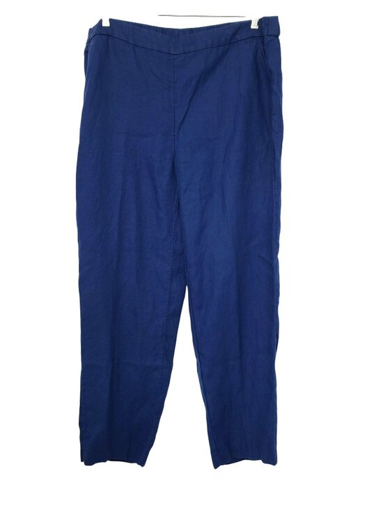 Chico's Pants - Chico's 3.5 T Blue 100% Linen Pants Elastic Waist Pull On Womens 18T Indigo